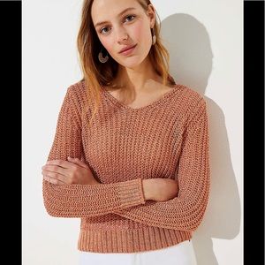 Loft shimmer stitch v-neck sweater
